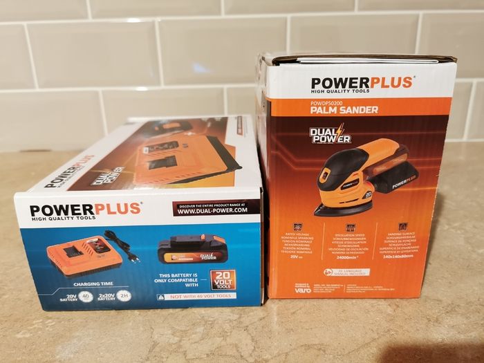 Palm Sander Powerplus + Charger + Battery 20v 2.0ah Cordless Power Tool Woodworking