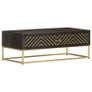 Coffee Table Black and Gold 90x50x35 cm Solid Mango Wood Image 3