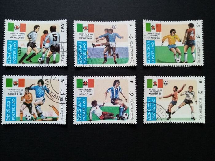 World Cup Mexico Stamps Set Vintage from Laos 1986