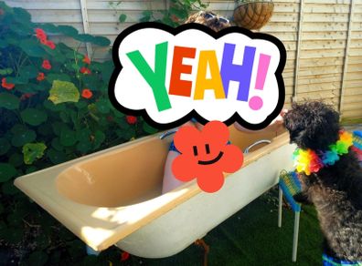 Cast Iron Vintage Peach Retro Bath Outdoor Pool
