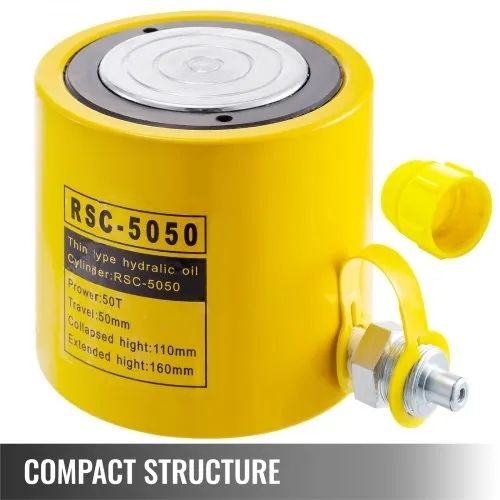 50 Ton Solid Hydraulic Ram Cylinder Jack 2" 50mm Stroke Single Acting Pump