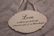 white wooden shabby chic sign