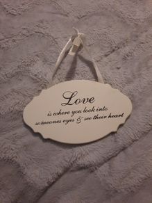 white wooden shabby chic sign