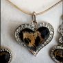 Incredible ABSOLUTE Irish Designed Rose Gold Plated with Crystal Surround Heart Shaped Black And Gold Flame Effect Necklace and Ear-rings Gift Set Image 2