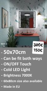 LED Bathroom Mirror 50x70cm Touch Switch