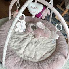 baby bouncer, playmat and toys