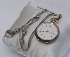 Vintage Silver Pocket Watch with Albert