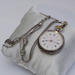 Vintage Silver Pocket Watch with Albert
