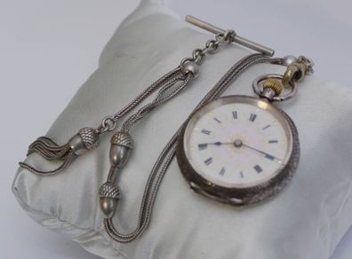 Vintage Silver Pocket Watch with Albert