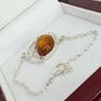 Silver bracelet Amber Solitaire Bracelet A Piece of Ancient Sunlight Image 3