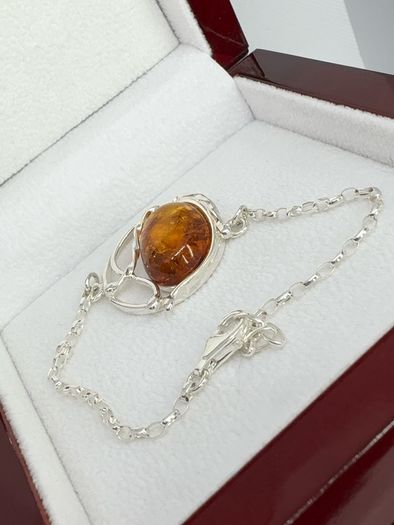 Silver bracelet Amber Solitaire Bracelet A Piece of Ancient Sunlight