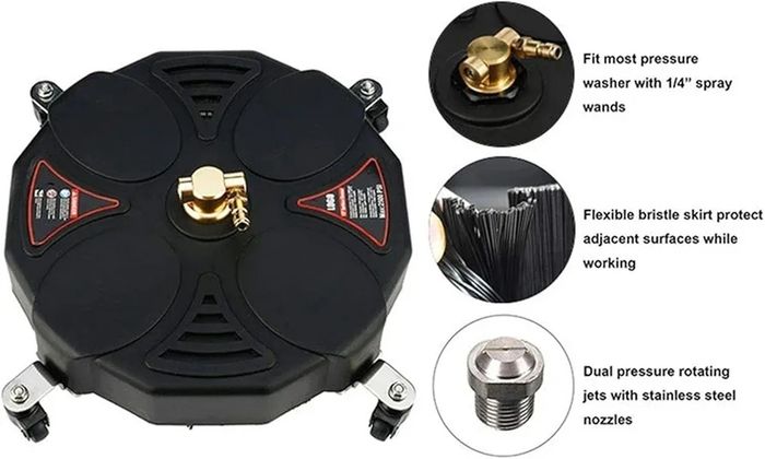 Driveway Power Washer, Rotary Surface Cleaner, High Pressure Flat Surface Cleaner, 13in Pressure Washer Surface Cleaner for Park Cleaning Sidewalks