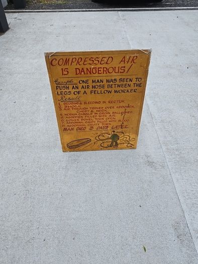 Wooden industrial safety sign