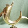 Vintage Brass Dolphin Statue: Mid-Century Beach Decor Image 4