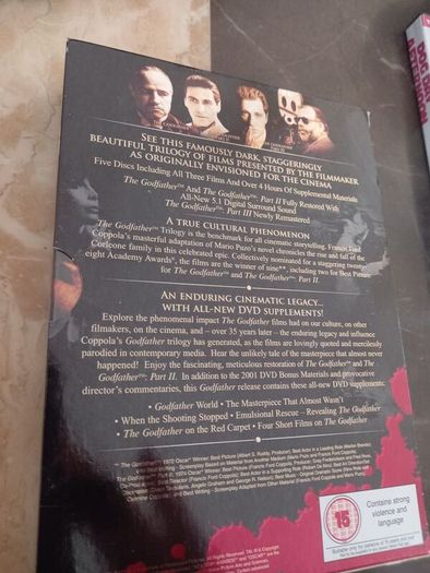 The Godfather Trilogy 1-3 Dvd Collection Boxset The Coppola Restoration Remastered Al Pacino Marlon Brando Mob Movies