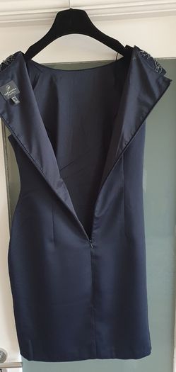 Adrianna Papell navy embellished rushed dress Sz 12UK - Rrp 125 (New)