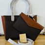 Authentic Michael Kors Large Leather Tote Bag Brown MK Signature Image 2