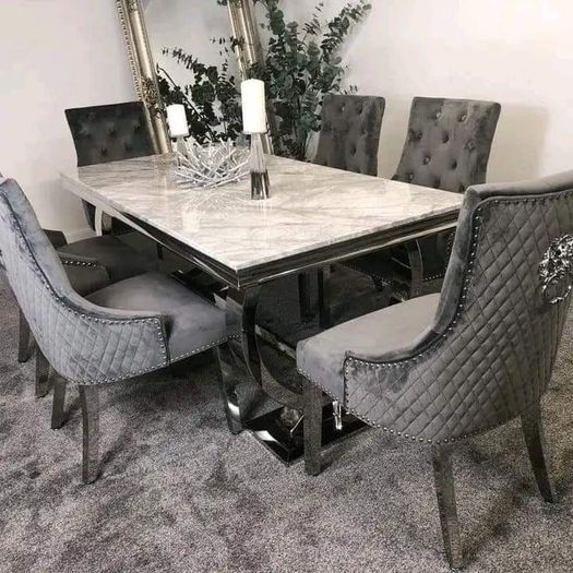 Marble Kitchen Dining Table With 6 Chairs