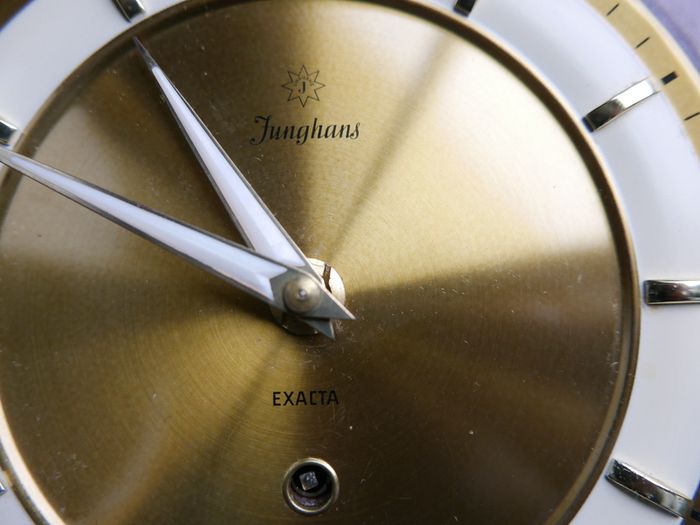 Vintage Junghans Exacta Wall Clock Mid Century Wood Frame Rope Trim Mcm (works Well)