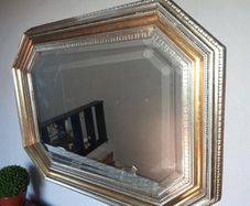 Large and heavy octagonal bevelled mirror