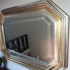 Large and heavy octagonal bevelled mirror