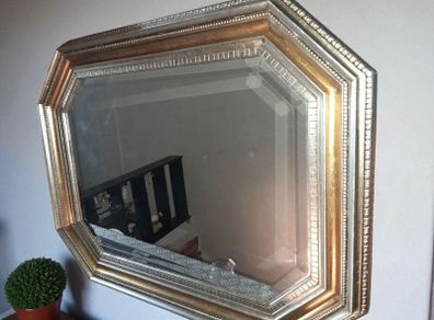 Large and heavy octagonal bevelled mirror