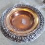 Vintage copper / Brass / silver plated edge small basin, Middle Eastern craftwork, handcrafted copper, vintage kitchenware Image 5