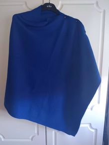 Royal Blue Poncho with button detail