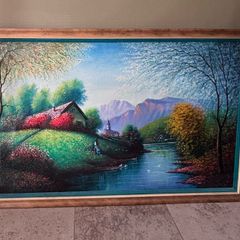 Large Vintage Peruvian Landscape Oil Painting 1993 - Ancash - Signed Angel Rodriguez - Framed