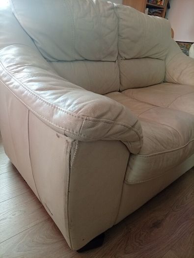 2 cream leather 2 seater sofa s