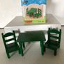 Rare Vintage Green Square Table and two chairs Image 2