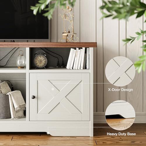 TV Unit, TV Stand Cabinet with Sockets, USB and LED, TV Cabinet Suitable for up to 65'' TV