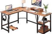 Computer desk, L-shaped Corner Desk with 2-Layer Storage,Large PC Laptop Table with Monitor Stand and CPU Stand,Gaming Desk Writing Table for Office Home (FREE POSTAGE)