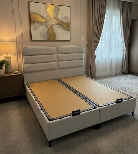 Ottoman double beds on sale beige and grey color