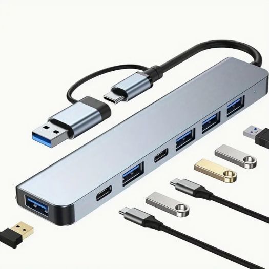Versatile USB Hub Adapter - 4/7/8-in-1 High-Speed Expansion with SD/TF Card Reader
