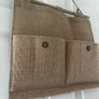 Rustic Burlap Wall Organizer Vintage Style Hanging Storage with Wooden Accents Image 2