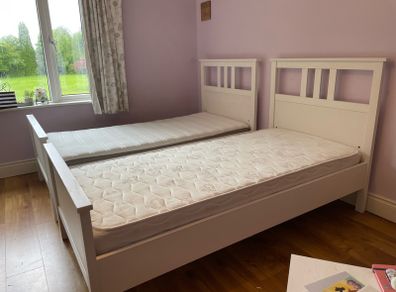 Two IKEA Hemnes single beds