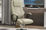 Linen-look office chair, height-adjustable, rocking function, 5 casters, Beige