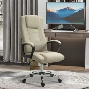 Linen-look office chair, height-adjustable, rocking function, 5 casters, Beige