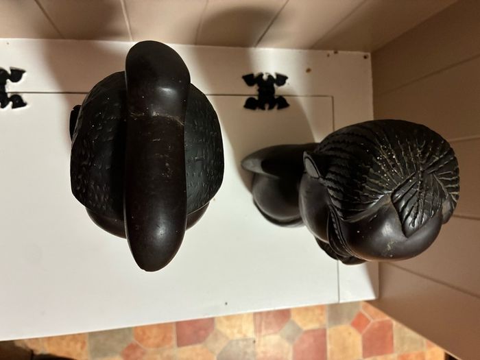 Pair of carved wooden busts