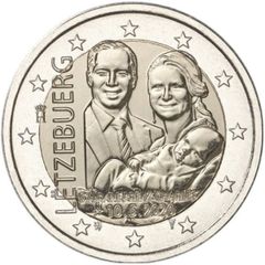 Luxembourg 2 Euro Commemorative Coin 2020 - The Birth of  Prince Charles. Relief Version. Uncirculated.