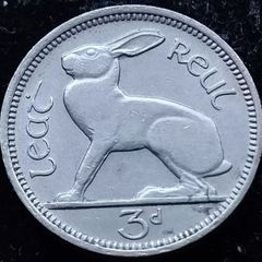 [#456] - Ireland 1950 | Irish 3p | Three Pence | Harp | KM.12 | High Grade