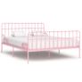 Bed Frame with Slatted Base Pink Metal 100x200 cm Image 9