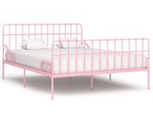 Bed Frame with Slatted Base Pink Metal 180x200 cm