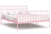 Bed Frame with Slatted Base Pink Metal 180x200 cm