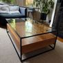 Walnut and glass coffee table Image 3