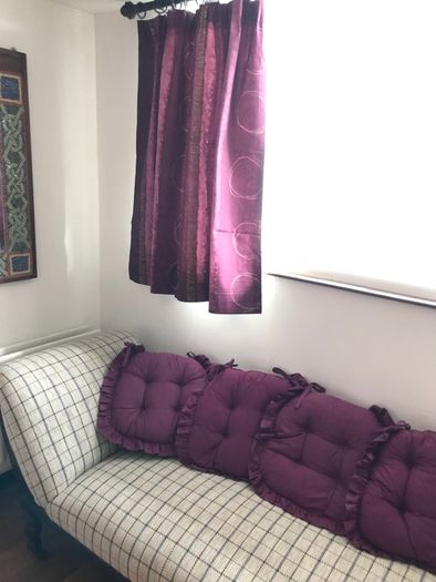 New Curtains + 4 seat cushions