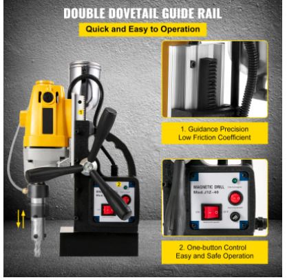 BRAND NEW Magnetic Drill Press 40mm for Engineering Steel Structure 1100W Height Adjustable Electric Bench Drilling Rig Machine