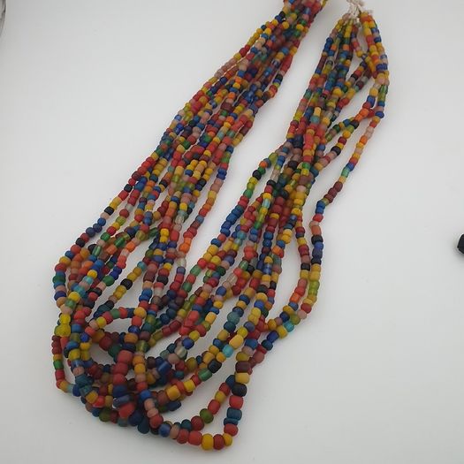 Vintage African Style MultiColor 4-5.5mm Glass Beads Necklace Strands