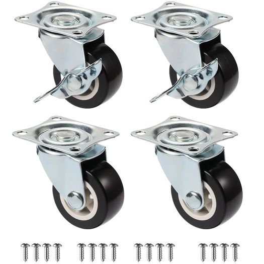 4x 1 Inch PVC Furniture Casters Wear Resistant Mute Universal Heavy Trolley Wheels 360 Degrees Swivel Castor